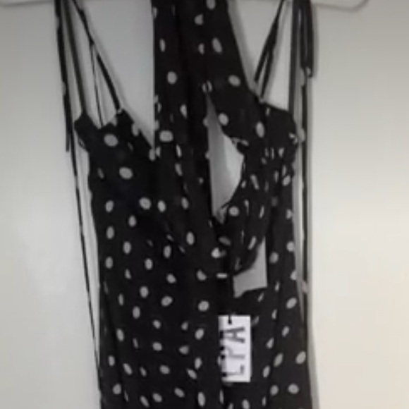 NWT LPA Giulia Maxi Dress in Black And Cream Polka Dot - small Giulia - Picture 9 of 10